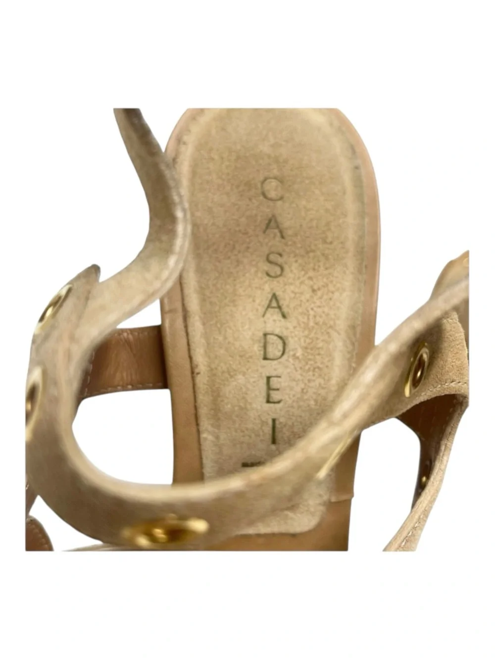 Casadei ♚ Renna Bamboo Heeled Heels Platform Ankle Strap Sandals ♚ Sand Suede ♚
